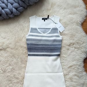 THEORY knit white & blue midi dress Petite *brand new*